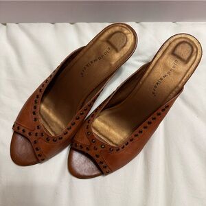 Cloudwalkers Brown Studded Peep-Toe Mules